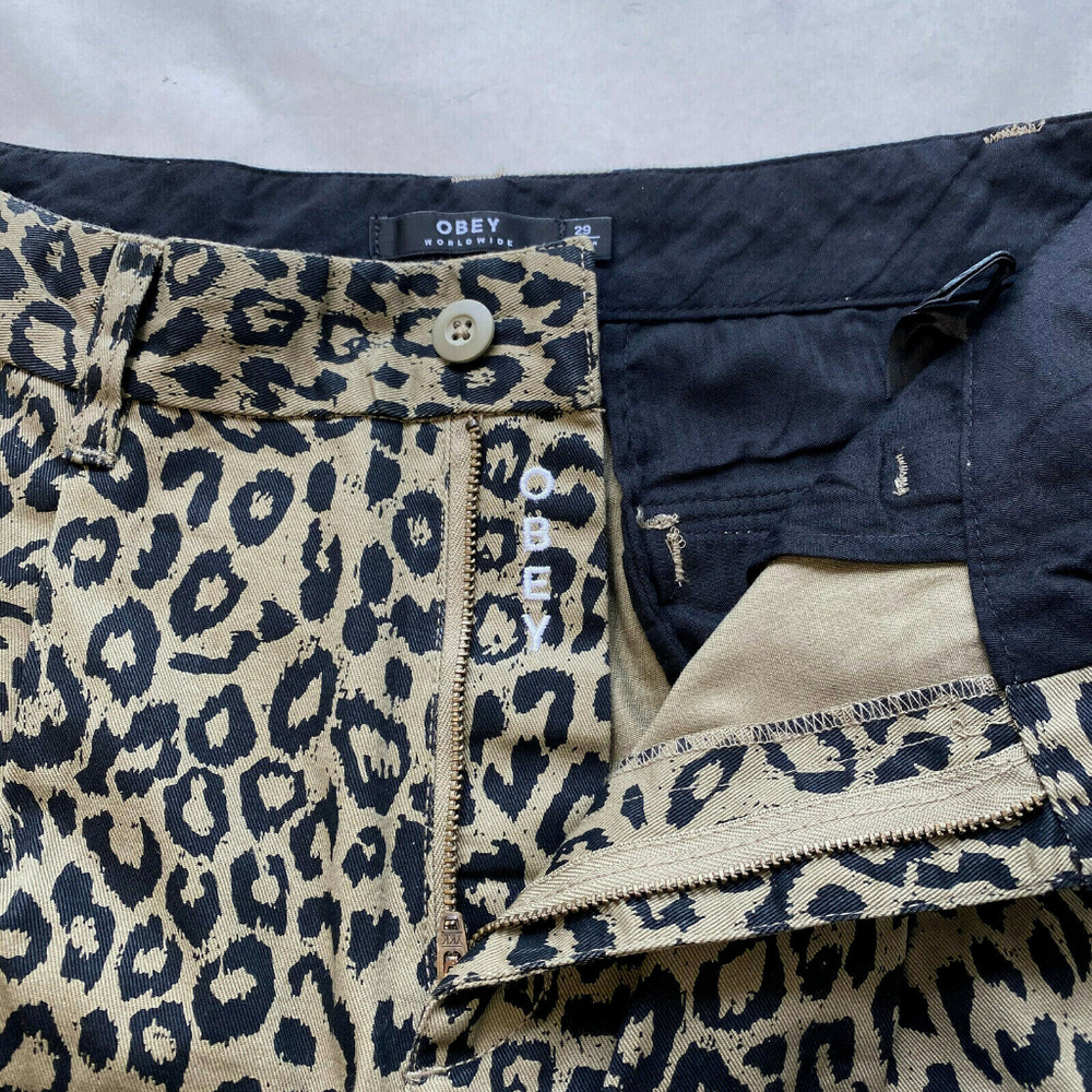 Obey High Waisted Wide Leg Trousers "Casbah" Khaki - Picture 6 of 7